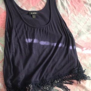 Navy Blue Swing Fringe Tank